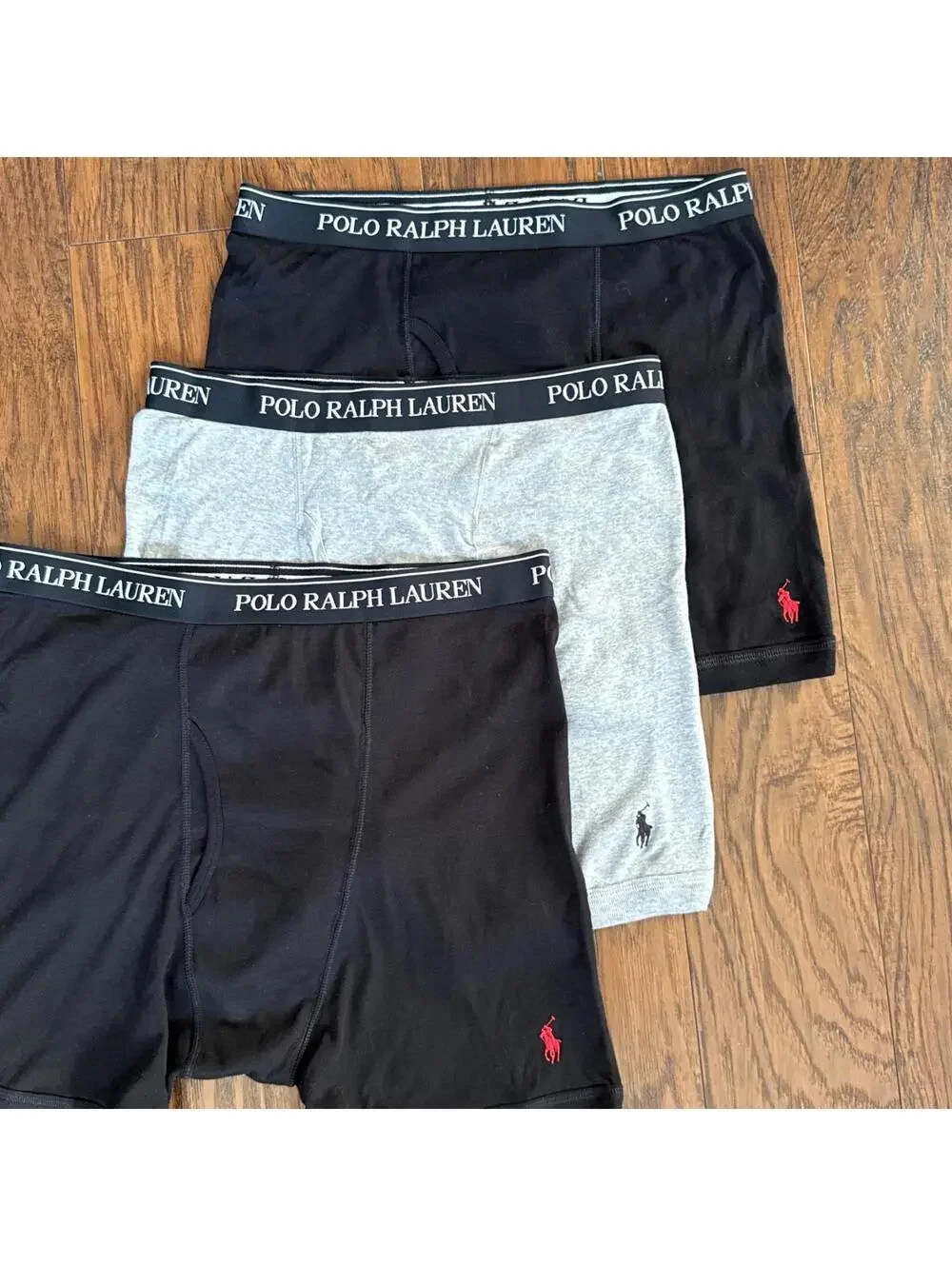 SET OF 3 Polo Ralph Lauren Classic Fit L Cotton Boxer Briefs Black